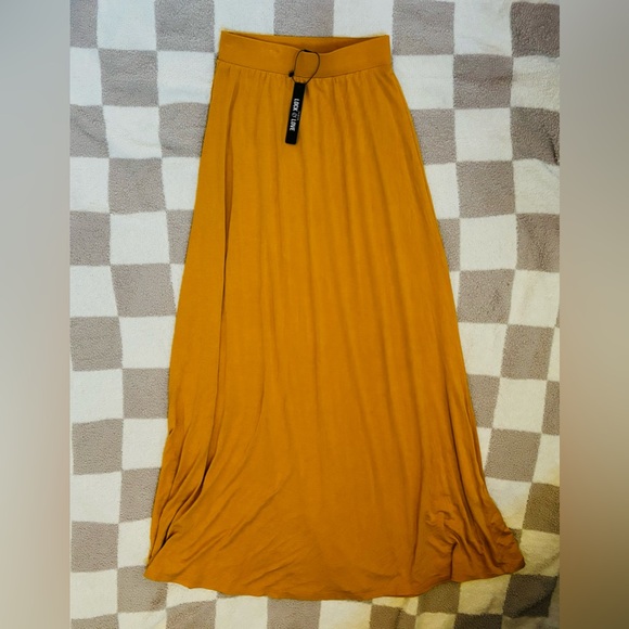 🍂 NWT | Lock & Love | Fall Mustard Amber Yellow Flowy Maxi Skirt XS - Picture 6 of 15